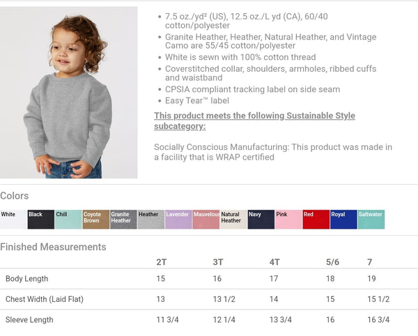 Custom Toddler Crewneck Sweatshirt