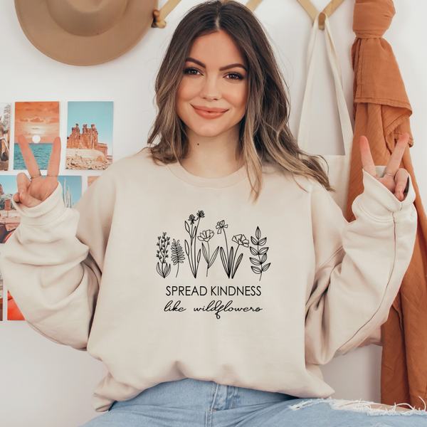 Spread Kindness like Wildflowers | Unisex Crewneck Sweatshirt