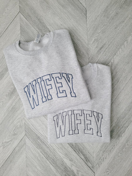 Wifey Embroidered | Unisex Crewneck Sweatshirt