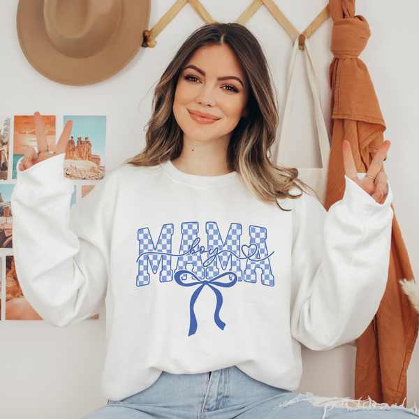 Boy Mama Checkered | Unisex Crewneck Sweatshirt