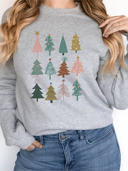 Boho Christmas Trees | Unisex Crewneck Sweatshirt