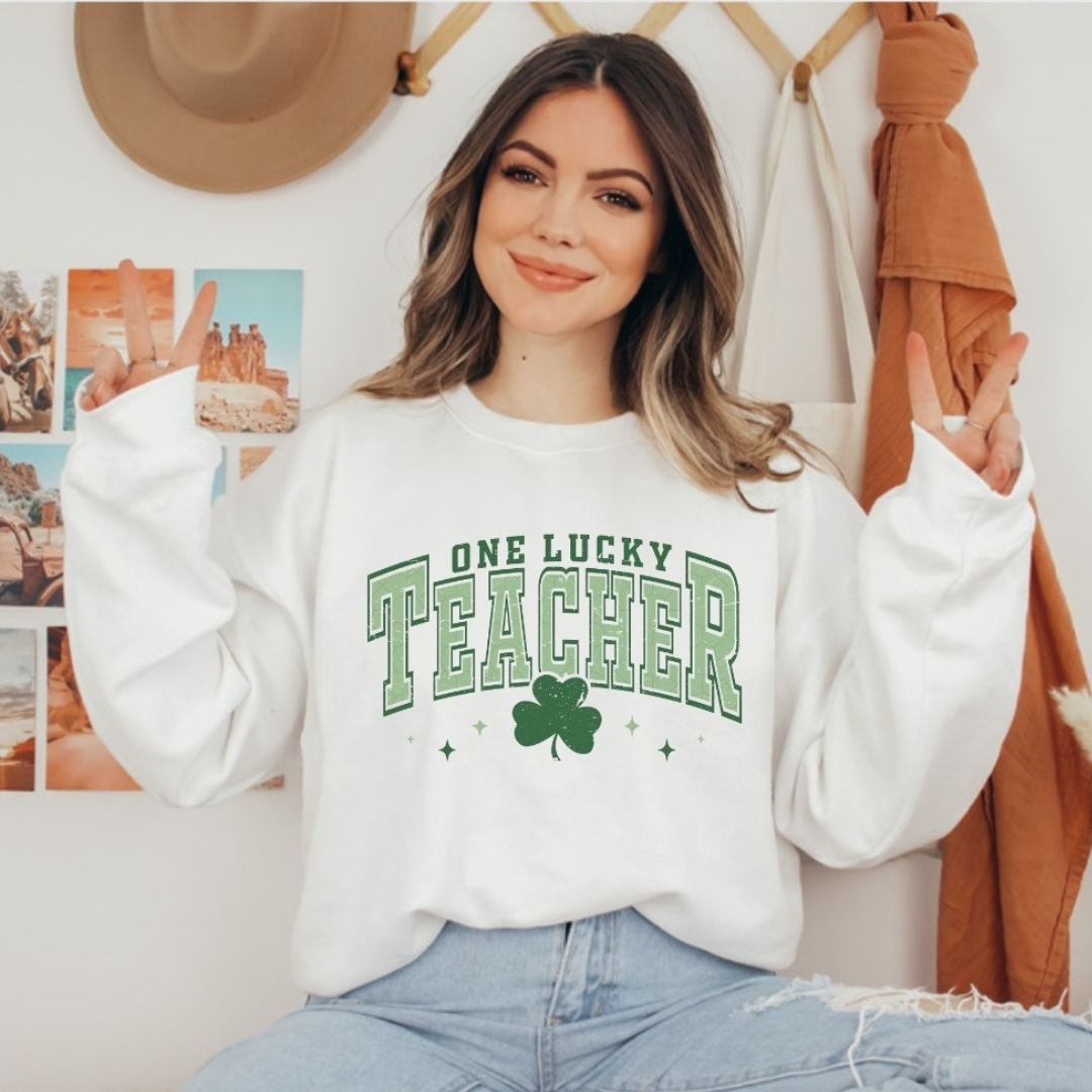 One Lucky Teacher | Unisex Crewneck Sweatshirt