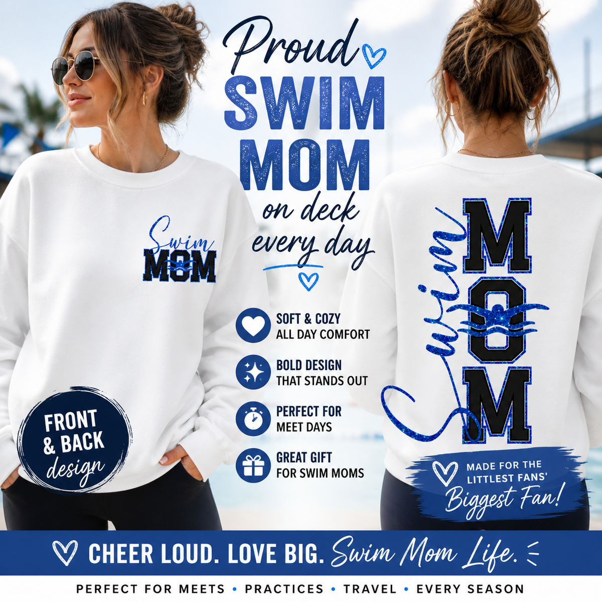 Swim Mom | Tshirt, Crewneck Sweatshirt or Hoodie