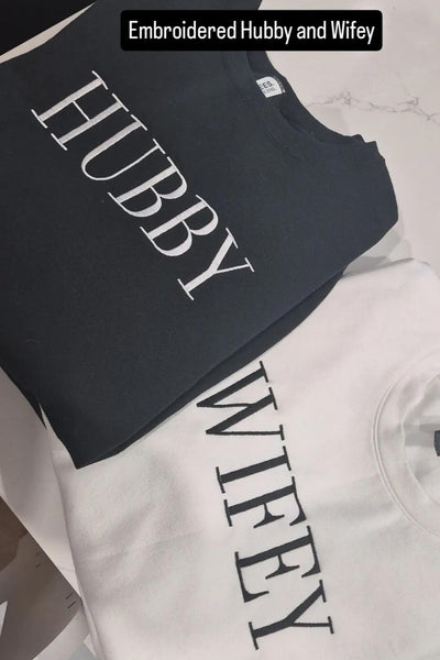 Embroidered Hubby & Wifey