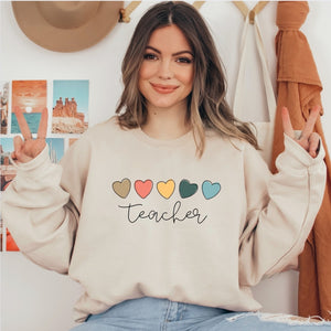 Retro Heart Teacher | Unisex Crewneck Sweatshirt