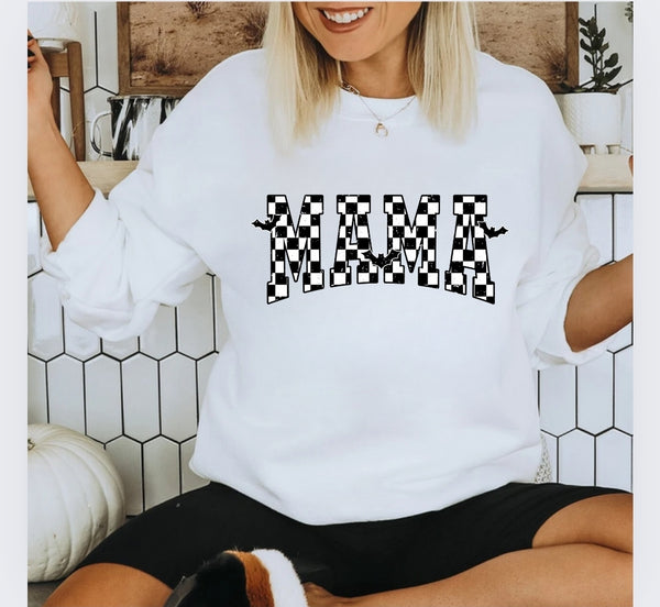 Mama Checkered Black | Unisex Crewneck Sweatshirt