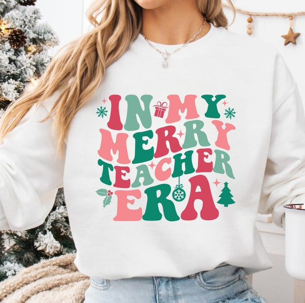 Merry Teacher Era | Unisex Crewneck Sweatshirt