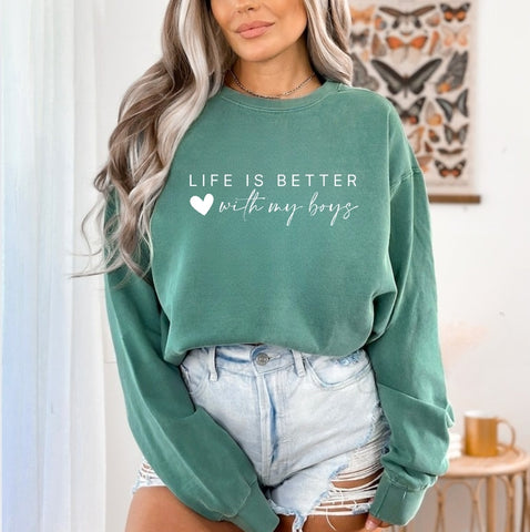 Life is Better with my Boys | Unisex Crewneck Sweatshirt