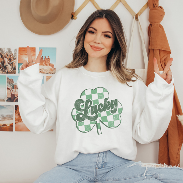 Retro Lucky Shamrock | Unisex Crewneck Sweatshirt