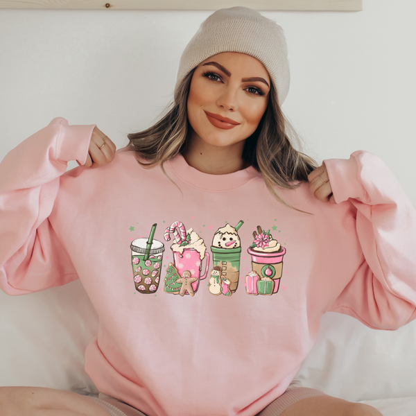 Christmas Cups Pink | Unisex Crewneck Sweatshirt