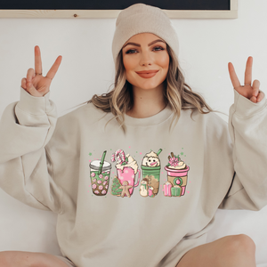 Christmas Cups Pink | Unisex Crewneck Sweatshirt