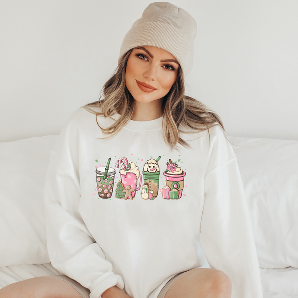 Christmas Cups Pink | Unisex Crewneck Sweatshirt