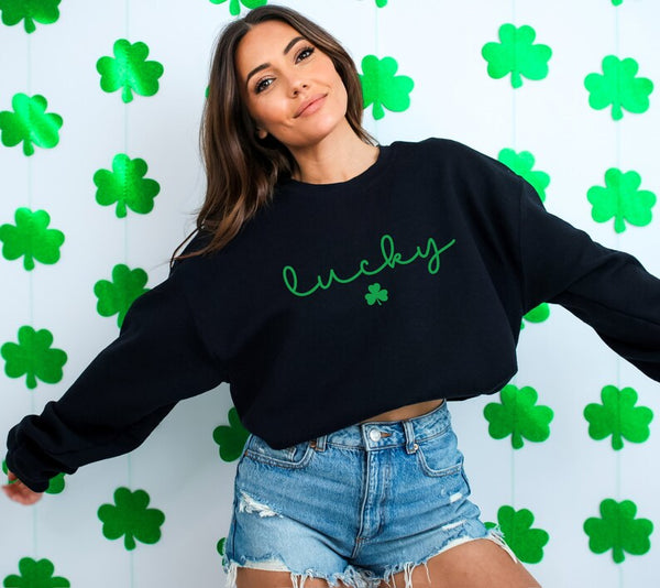 Lucky cursive | Unisex Crewneck Sweatshirt