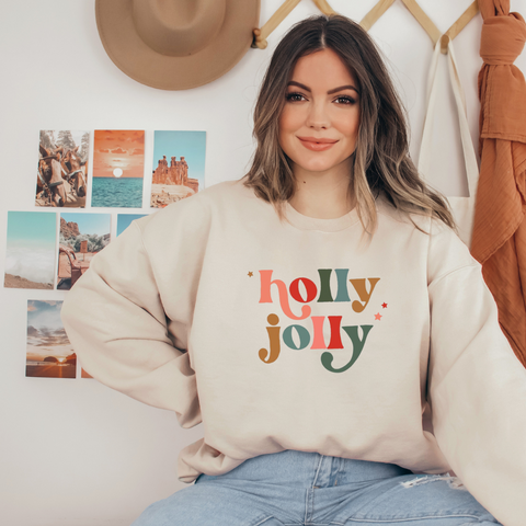 RETRO HOLLY JOLLY | Unisex Crewneck Sweatshirt