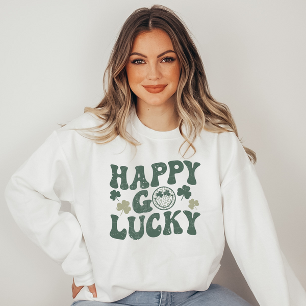 Retro Happy go Lucky | Unisex Crewneck Sweatshirt